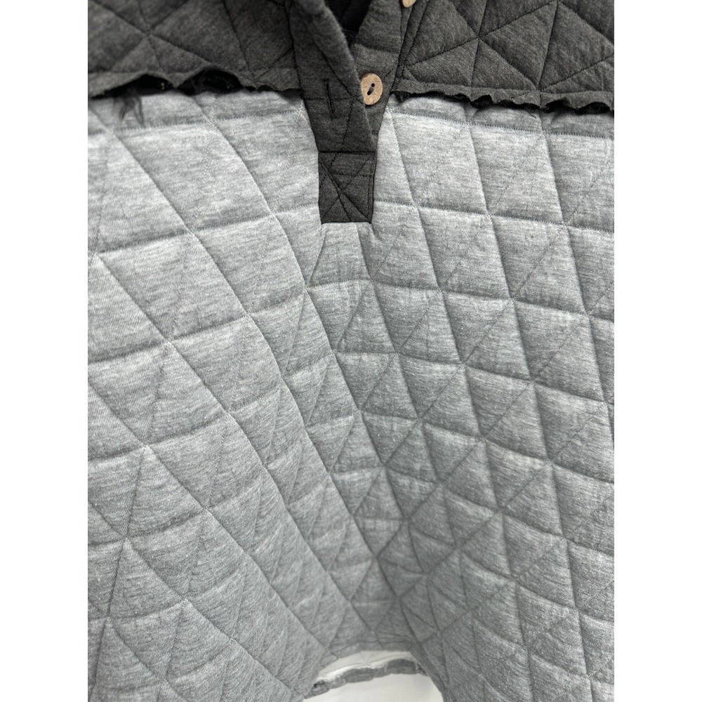 BiBi Womens Gray Quilted Pullover Sweatshirt Sz XL Cozy Chunky Colorblock Lounge - Picture 6 of 8